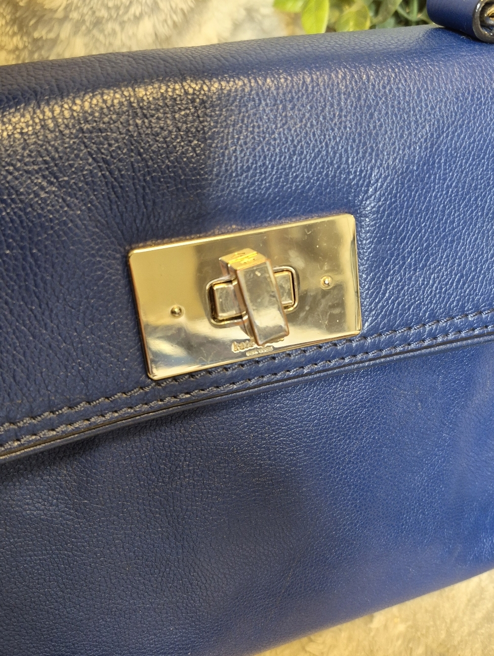 kate spade Navy Blue Top-Handle Satchel with Gold Hardware - Picture 4 of 16